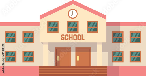 School facade icon. Color building exterior front