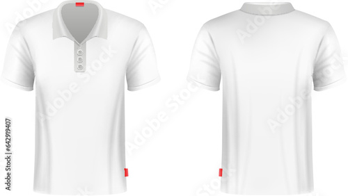 Polo t-shirt mockup. Blank white realistic clothing