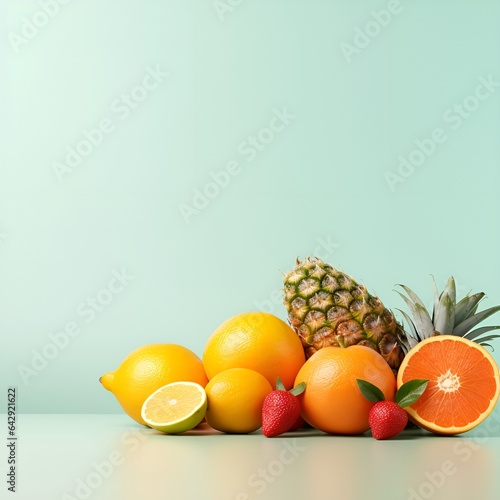 collection of various fruits with white background copy space  ai generative