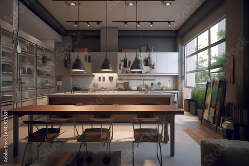 Art-deco style kitchen interior in luxury house.