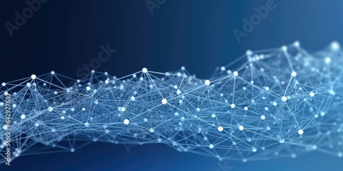 3D network connections with plexus design blue background wallpaper. Generative AI image weber. © Summit Art Creations