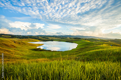 Fototapeta Naklejka Na Ścianę i Meble -  Imfote Lake, a beutiful landscape in Jayapura, Papua, Indonesia. The shape of the lake is look like a heart so that it is also called lake love.