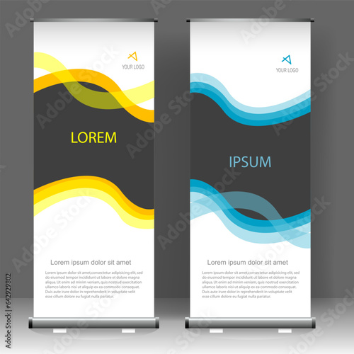 Roll up banner vertical template design, for brochure, business, flyer, infographics. modern x-banner and flag-banner advertising. vector illustration