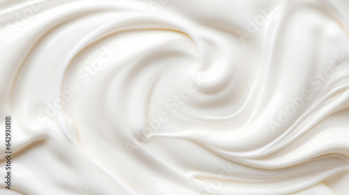 Photo Close up of white natural creamy vanilla yogurt