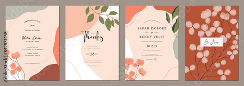 Abstract invitations. For wedding, birthday, poster, business card, flyer, banner, brochure, email header, post in social networks, advertising, events and page cover.
