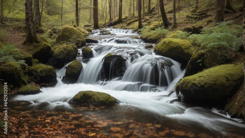 Cascade of water fall in the forest