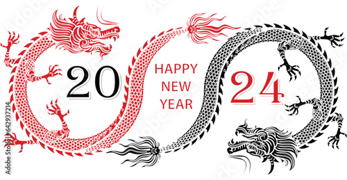 Fotobehang Happy chinese new year 2024 zodiac sign year of the dragon p143