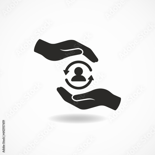 Care customer icon, total inclusive service, symbol on white background