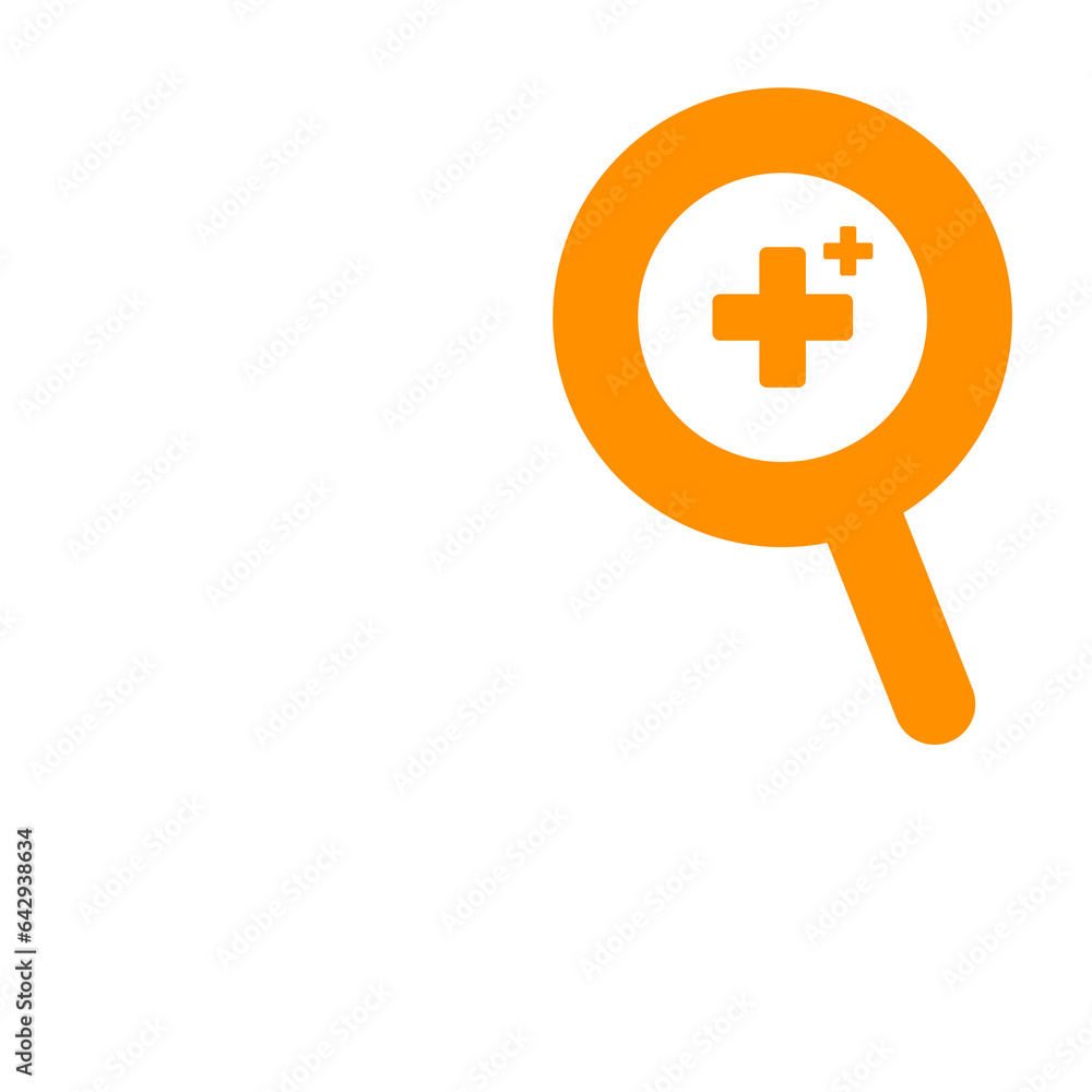 Obraz premium orange dentist heal and magnifying glass icon