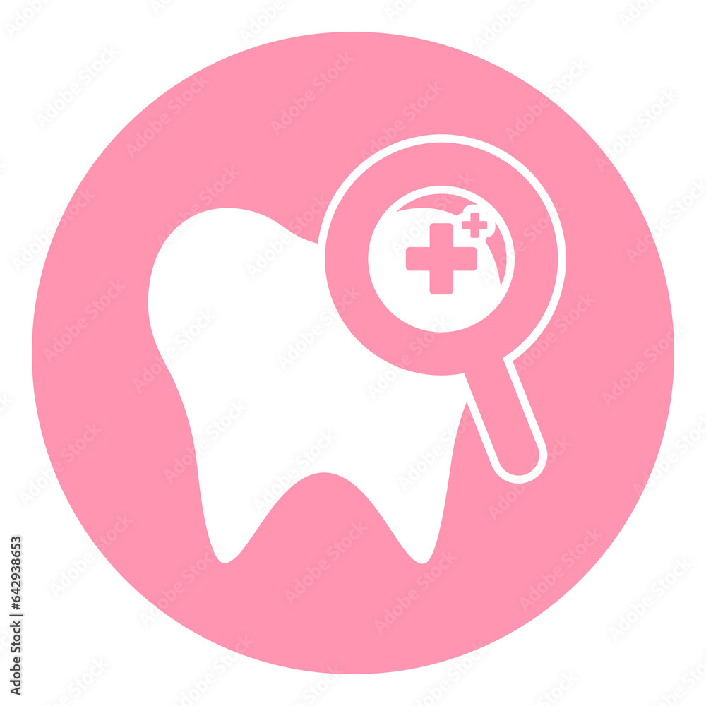 pink dentist heal and magnifying glass circle icon pink dentist heal and magnifying glass circle icon