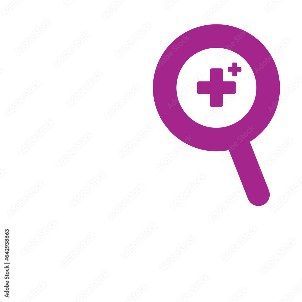 Fototapeta premium purple dentist heal and magnifying glass icon