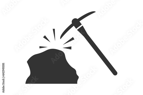 Coal and pickaxe  icon. Mining vector ilustration.