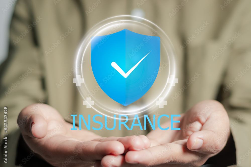 Insurance concept, Businessman with insurance icons on interface, health, life and travel insurance. Insurance concept, Businessman with insurance icons on interface, health, life and travel insurance.