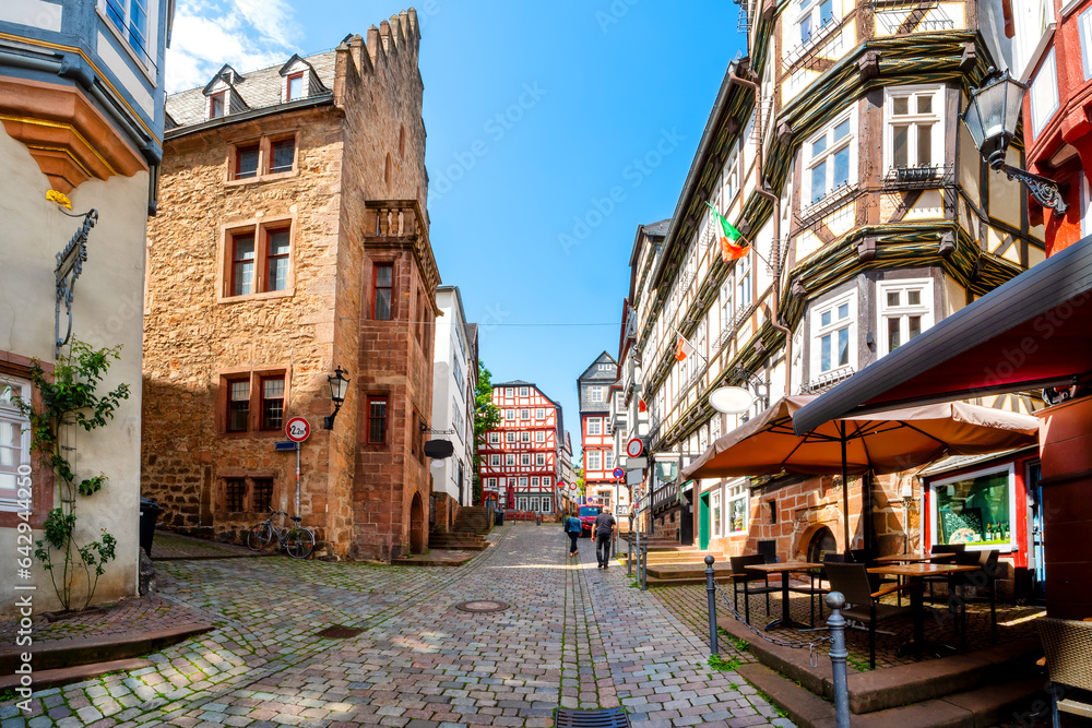 Fototapeta premium Picturesque old town of Marburg an der Lahn in Hesse, Germany
