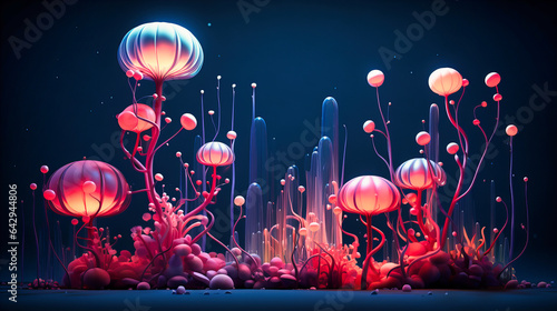 Neon Coral Growth Deep Sea Design