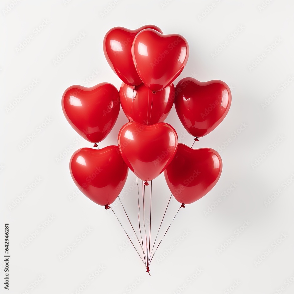 Set of heart shaped balloons isolated on white background. Love. festive celebration. Party decor for Valentine's Day.