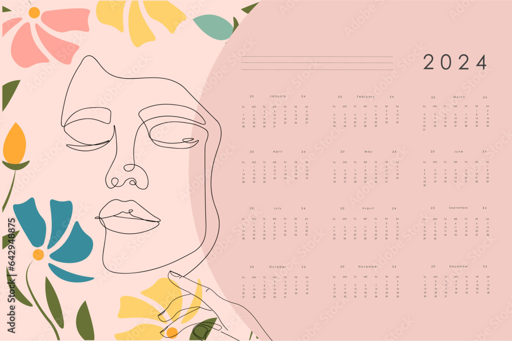 Fototapeta premium 2024 calendar