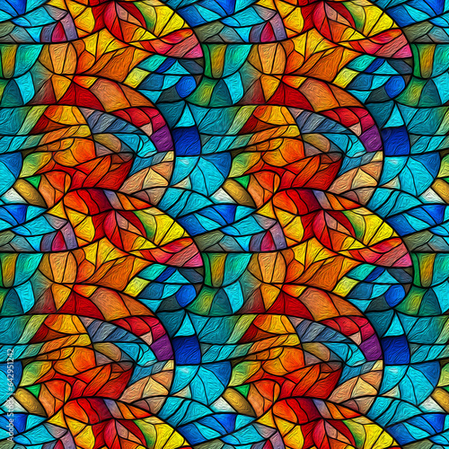 Oilpainted stained glass background and wallpaper