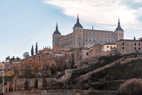 View from the Tagus river towards the historical center of Toledo