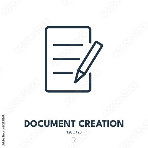 Document Creation Icon. File, Form, Page. Editable Stroke. Simple Vector Icon