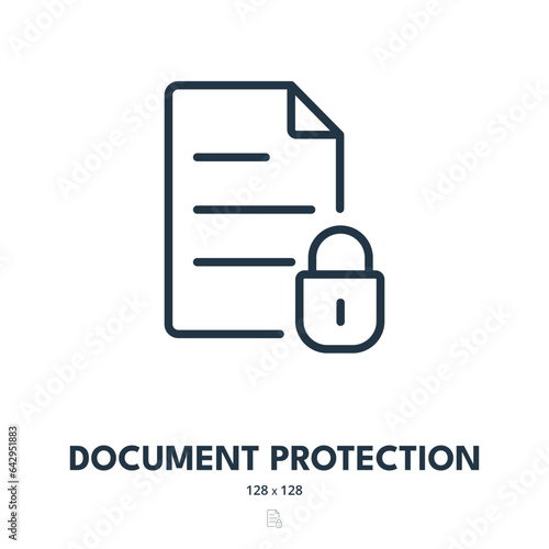 Document Protection Icon. Security, Access, Privacy. Editable Stroke. Simple Vector Icon