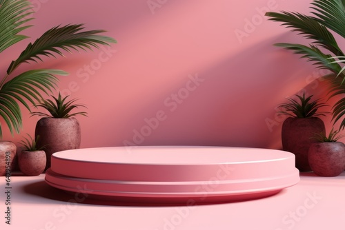 Modern stylish pink product podium.