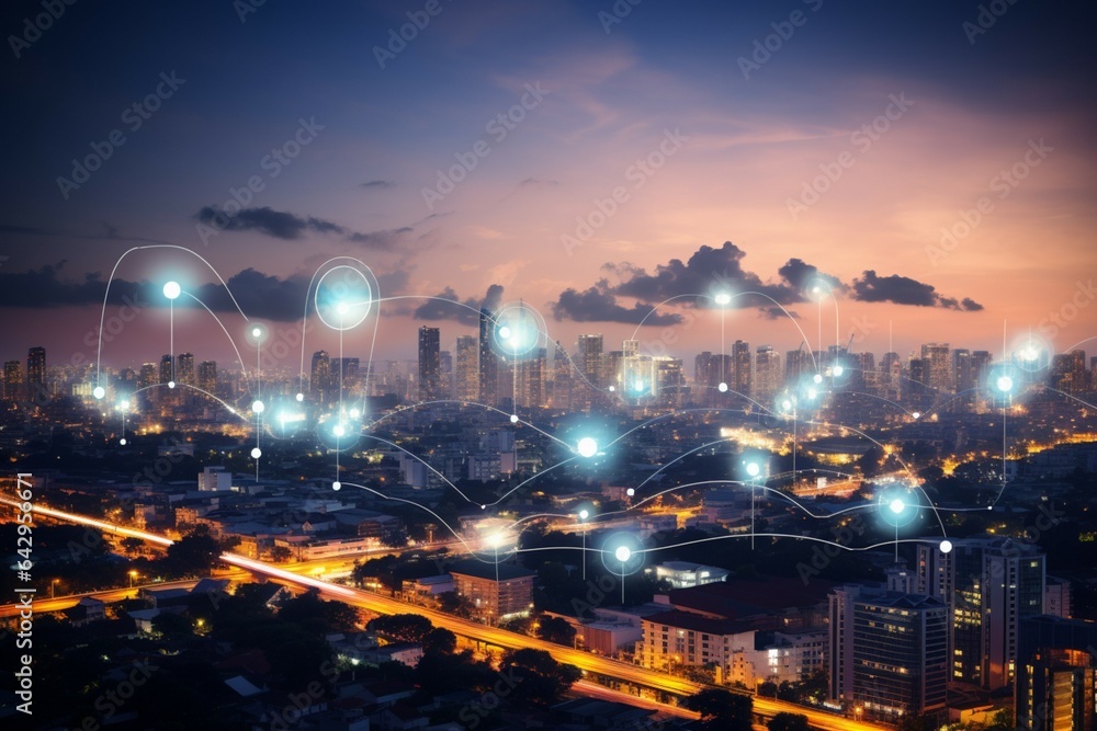 Banner background featuring cloud computing technology and the concept of a smart city
