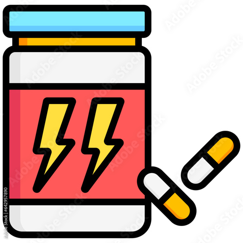 Supplements icon often used in design, websites, or applications, banner, flyer to convey specific concepts related to gym and fitness.