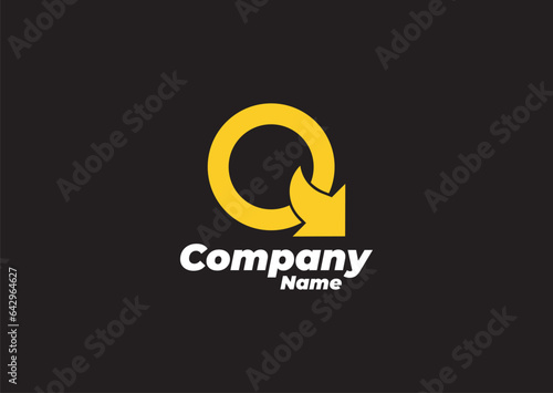 Simple Initial Letter Q Logo. Usable for Business and Branding Logos. Flat Vector Logo Design Template Element. Premium Business logo. White and yellow color on black background