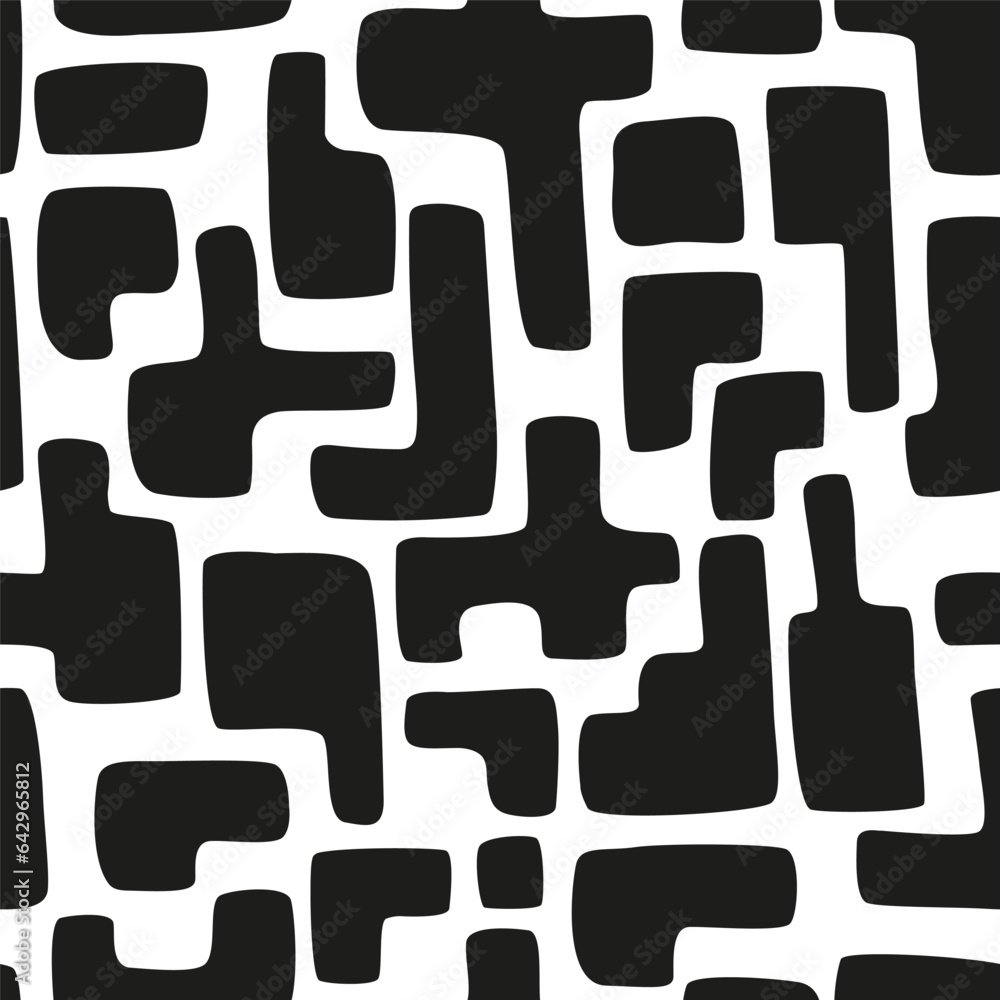 Black pattern of geometric abstract figures drawn by hand on white background Black pattern of geometric abstract figures drawn by hand on white background