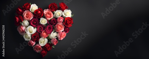 Colorful roses in the shape of heart