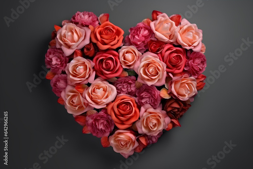 Red roses in the shape of heart