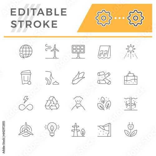 Set line icons of renewable energy sources