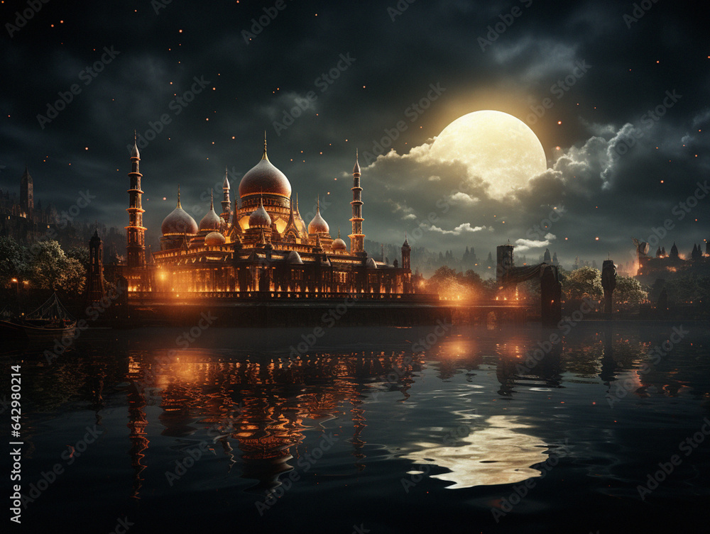 Enchanting Moonlit Mosque