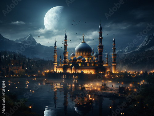 Enchanting Moonlit Mosque