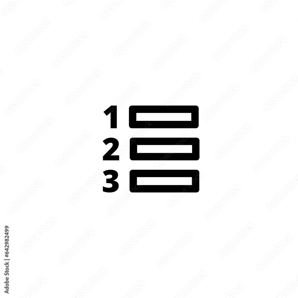 Numbered list icon isolated on white background Numbered list icon isolated on white background