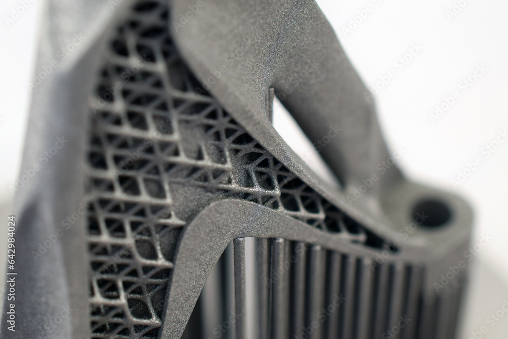 Bionischer und leichtbauoptimierter 3d gedruckter Prototyp aus Metall - obrazy, fototapety, plakaty 