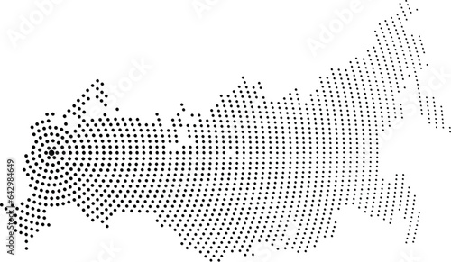 Dotted map of Russia centered on Moscow