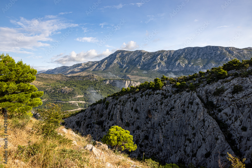 Obraz premium Beautiful Morning Mountain Landscape, Clear Blue Sky in Croatia