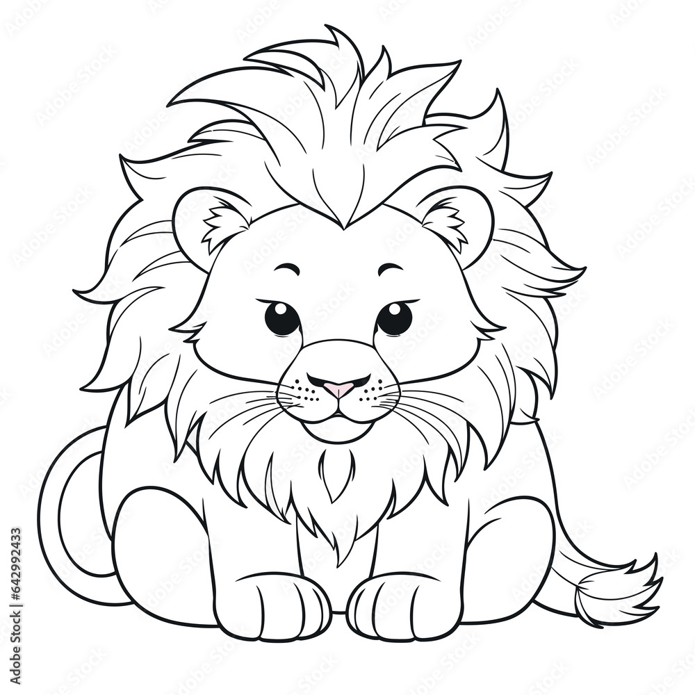 A vector of a cute Lion in black and white coloring transparent white background PNG A vector of a cute Lion in black and white coloring transparent white background PNG