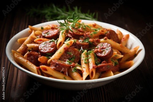 Sausage pasta with tomatoes and herbs