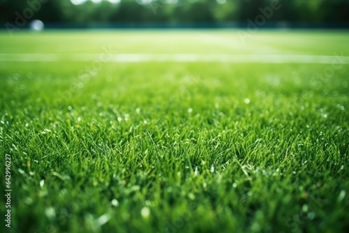 Soccer field lines close up view of stadium grass pitch
