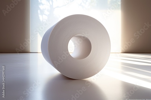 The top perspective of a roll of toilet paper.