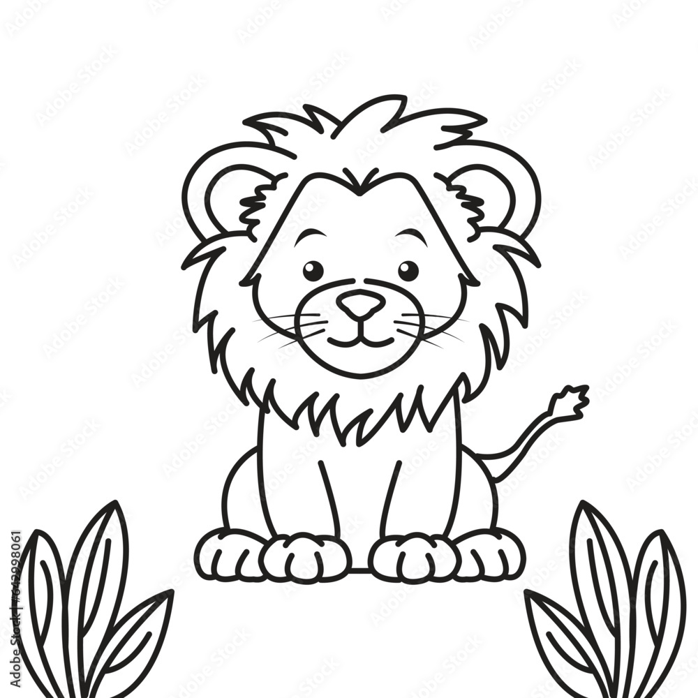 LION BEHIND THE GRASS VECTOR