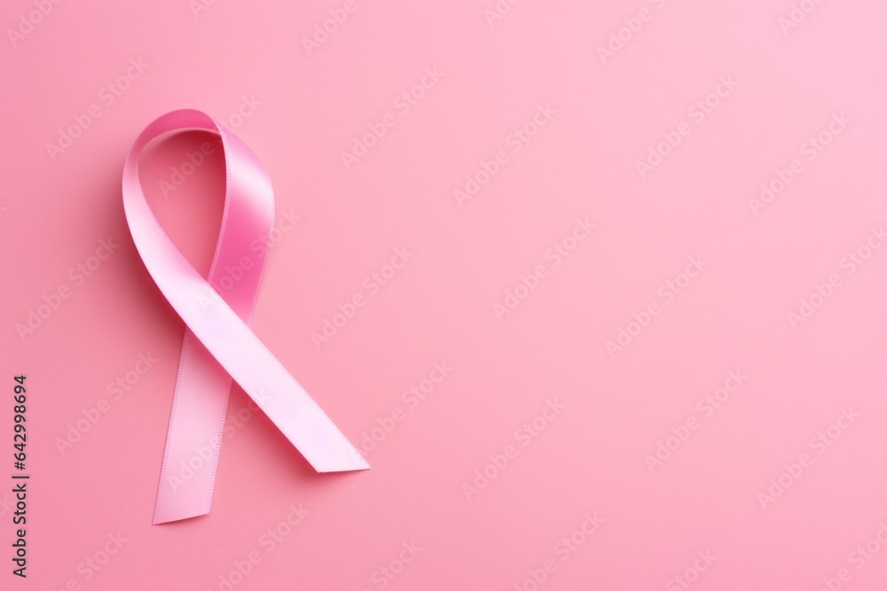 Pink cancer awareness ribbon, pink background. Generative AI. Pink cancer awareness ribbon, pink background. Generative AI.