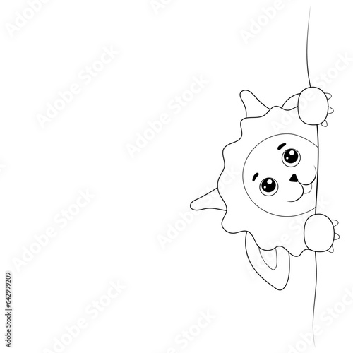 The outline of the fictional character of a ram is a monster, a coloring book on a white background. Vector illustration.