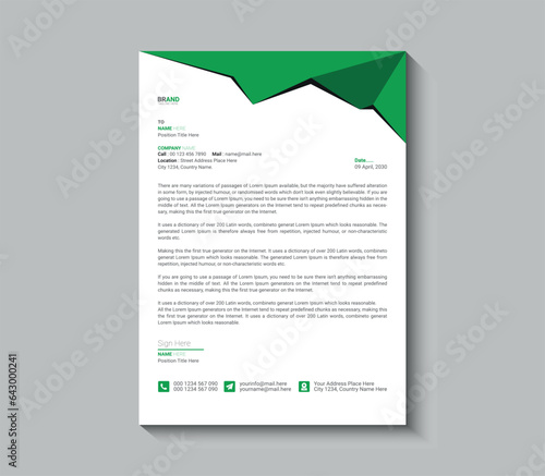 Corporate Green and black letterhead template photo