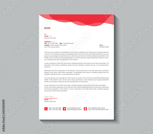 Creative Red and black Letterhead template design