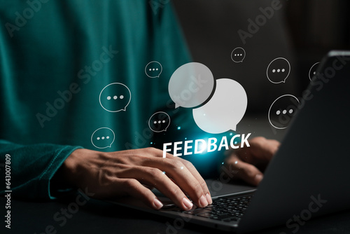 Customer satisfaction survey concept, company online user feedback rating, reputation management..