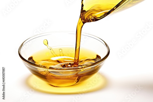 A picture depicting the pouring of oil either vehicle motor oil or vegetable olive oil can be seen on a white background